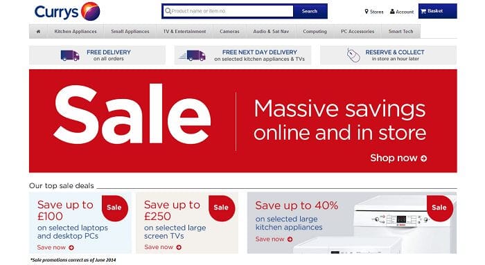 Currys PC World discount codes homepage